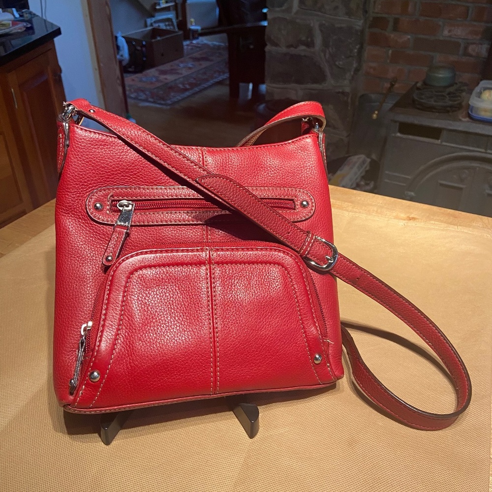Tignanello red leather handbag - great organization inside!